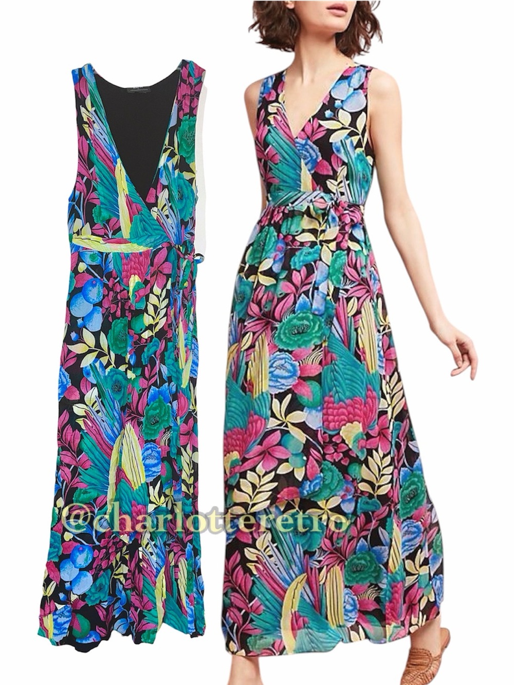 Maeve x Anthropologie • Boardwalk Faux Wrap Maxi Dress